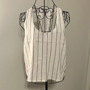 Stars Above White and Brown Striped Tank Top Size M